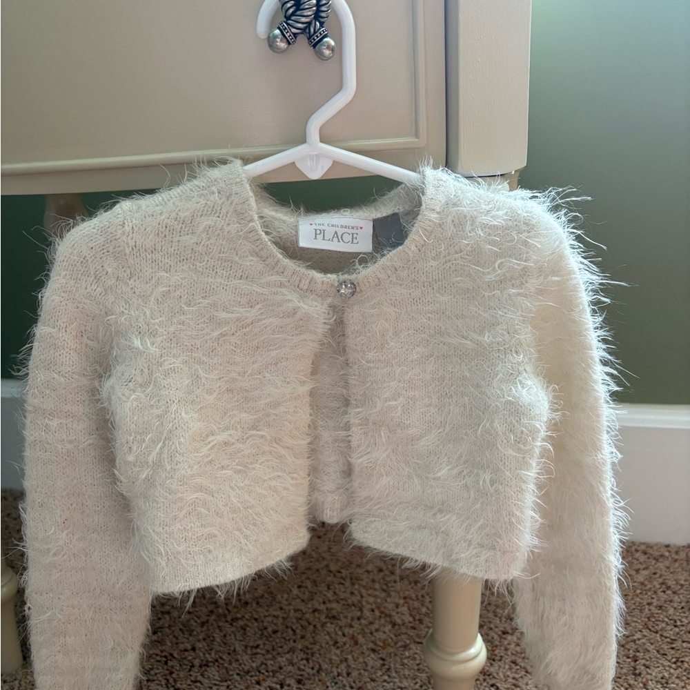2T The Children's Place Cream Fuzzy Cropped Cardigan